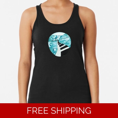 Woman A Black Racerback Tank Top Piano Window Logo